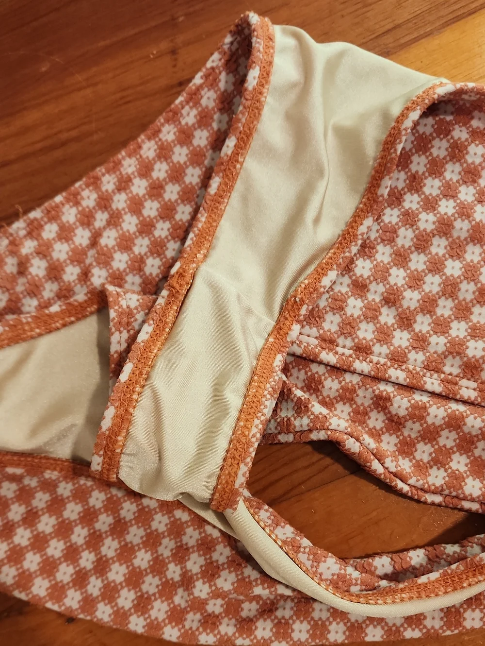 Sanori Swim SZ Small Rust Orange Floral Textured High-Cut Bikini Set